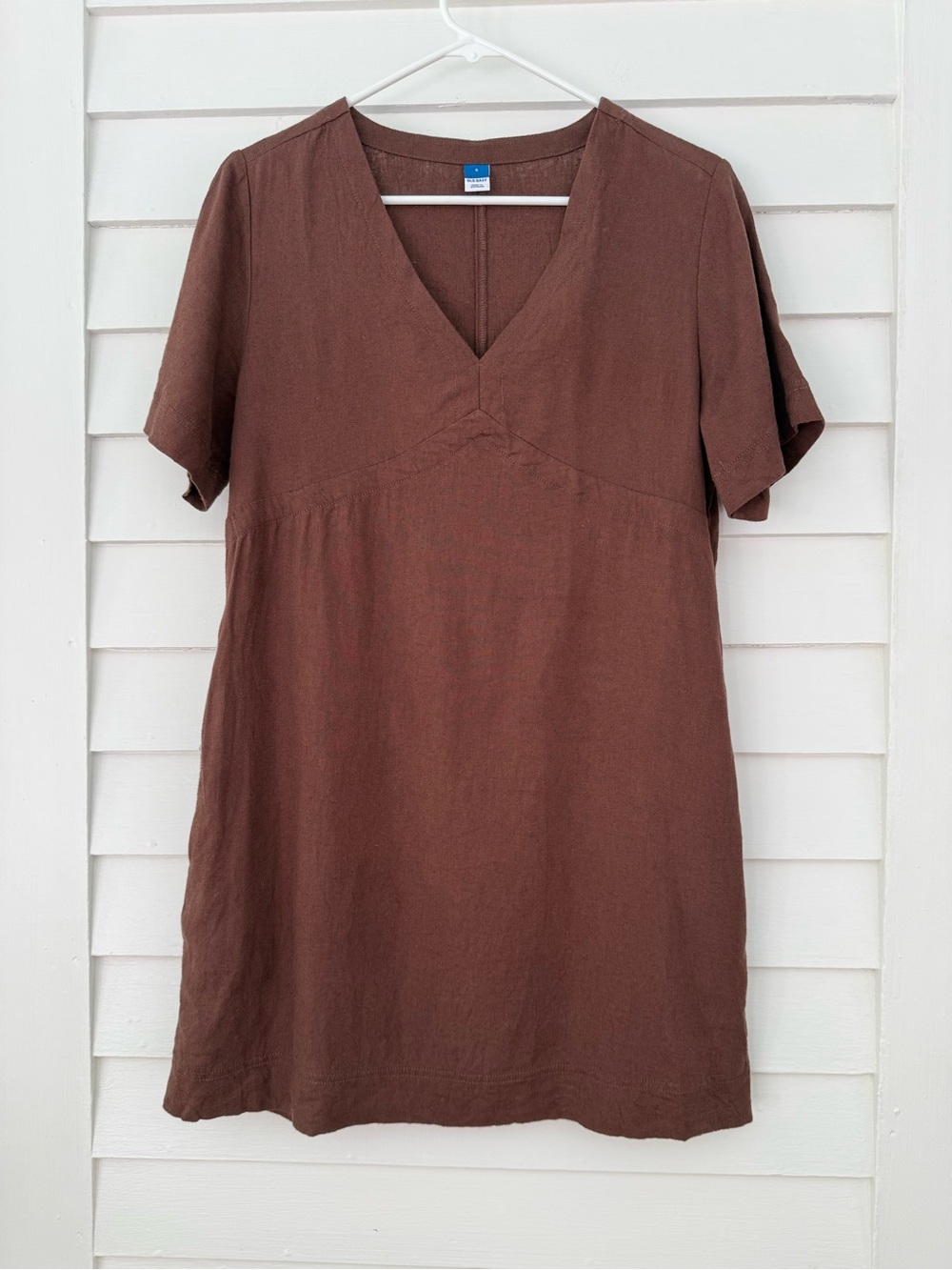 Old Navy | Linen-Blend V-Neck Mini Dress Brown Size S